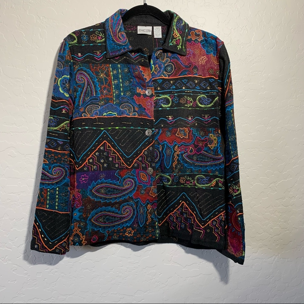 Chico’s Paisley Embroidered Jacket